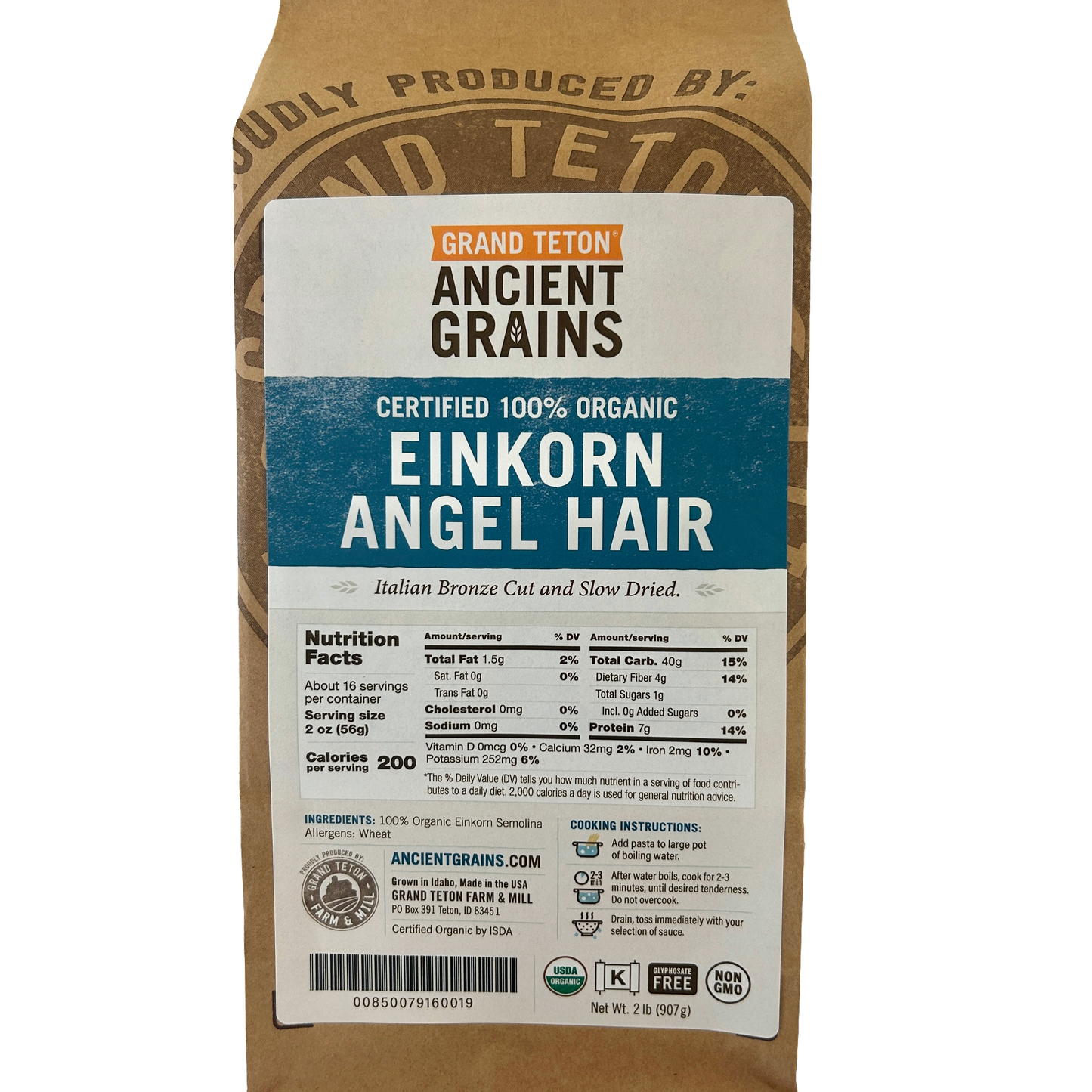 Organic Einkorn Angel Hair Pasta